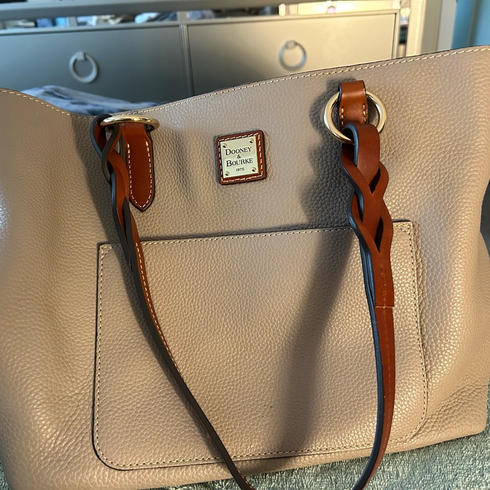 Dooney & Bourke Beige Leather with Red Interior Handbag